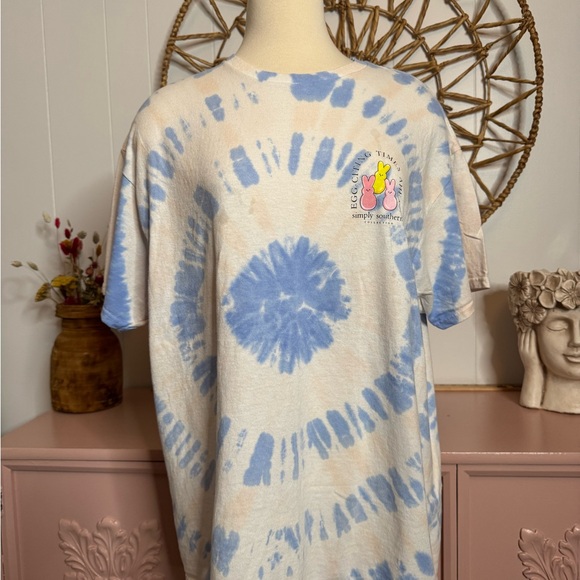 Simply Southern XL Easter Blue Tie-Dye Graphic T-Shirt - Picture 1 of 5